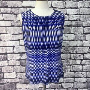 Calvin Klein Purple & White Sleeveless Blouse Size L